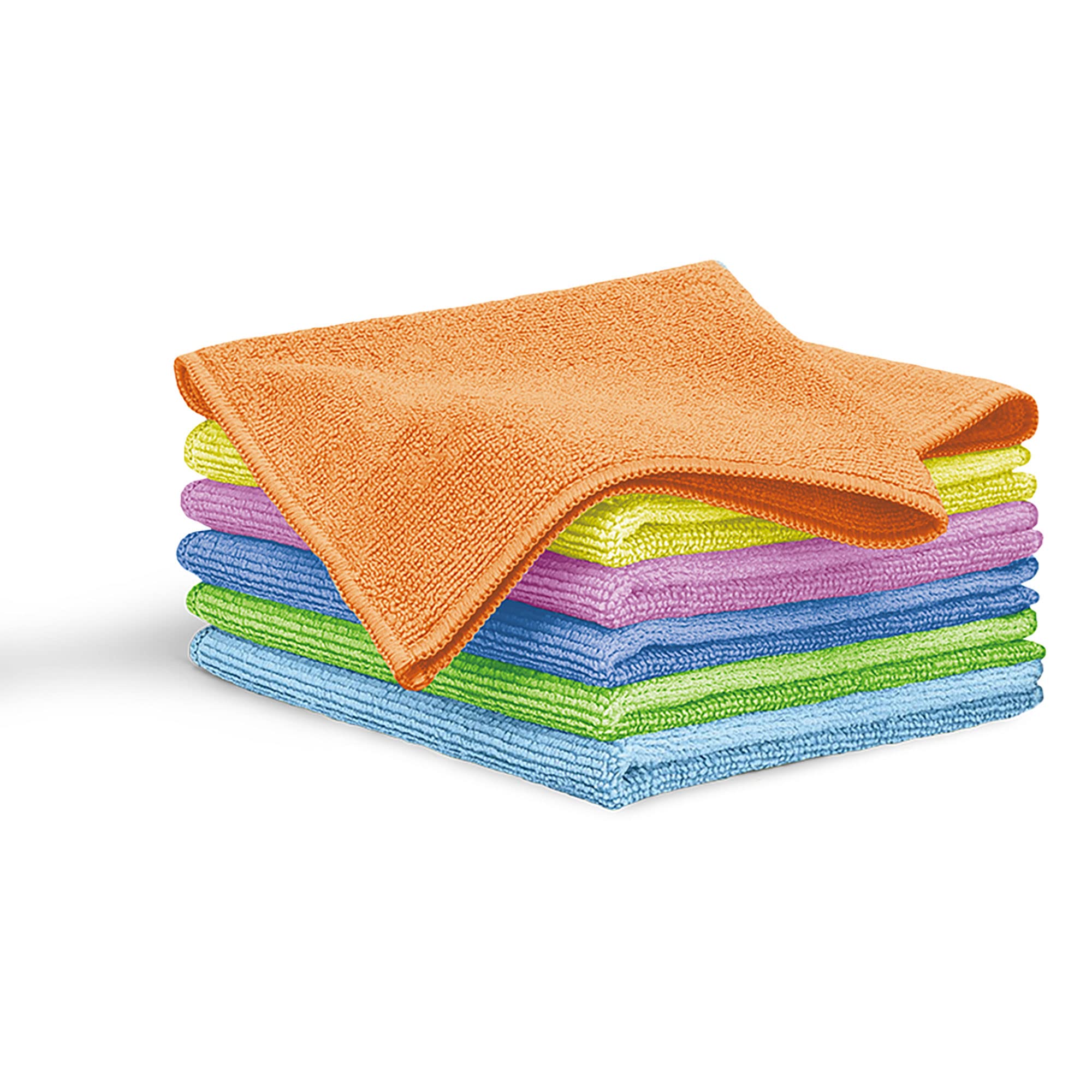 Blaumann Set of 6 Microfibre Kitchen Towels, Set of Soft Drying Cloths, Super Absorbent, Large 30 x 30 cm, Towels for Cleaning Kitchen, Car, Glass, Bathroom, Reusable, Multi-Colour