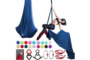 PRIORMAN Aerial Silk Set, Premium 9Yards/8.2m Medium Stretch Fabric Silks, Perfect for AntiGravity Hammock Yoga Training & Dance Circus Performances Includes Hardwares & Daisy Chains