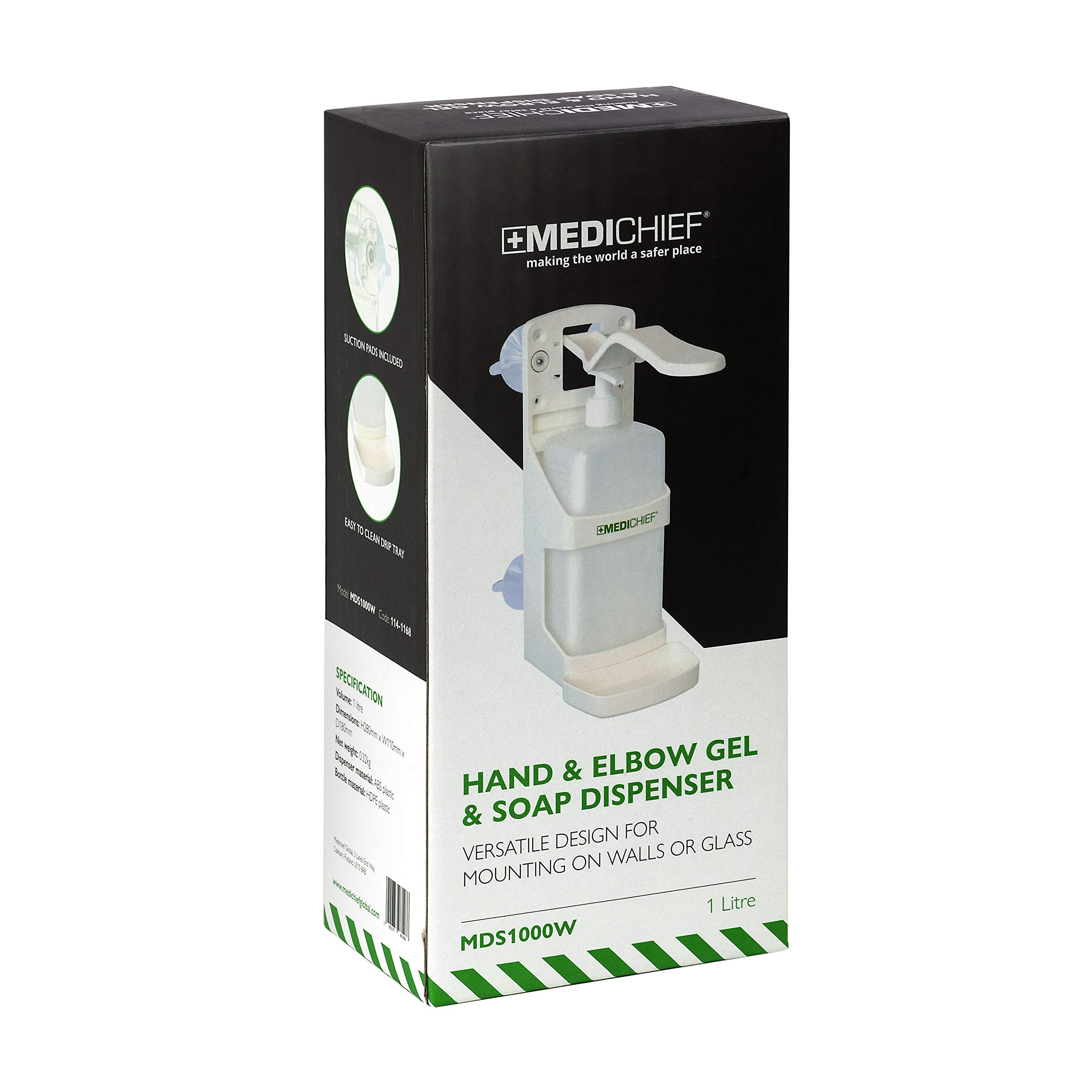 Medichief Dispenser, ABS Plastic, White, 1 Litre