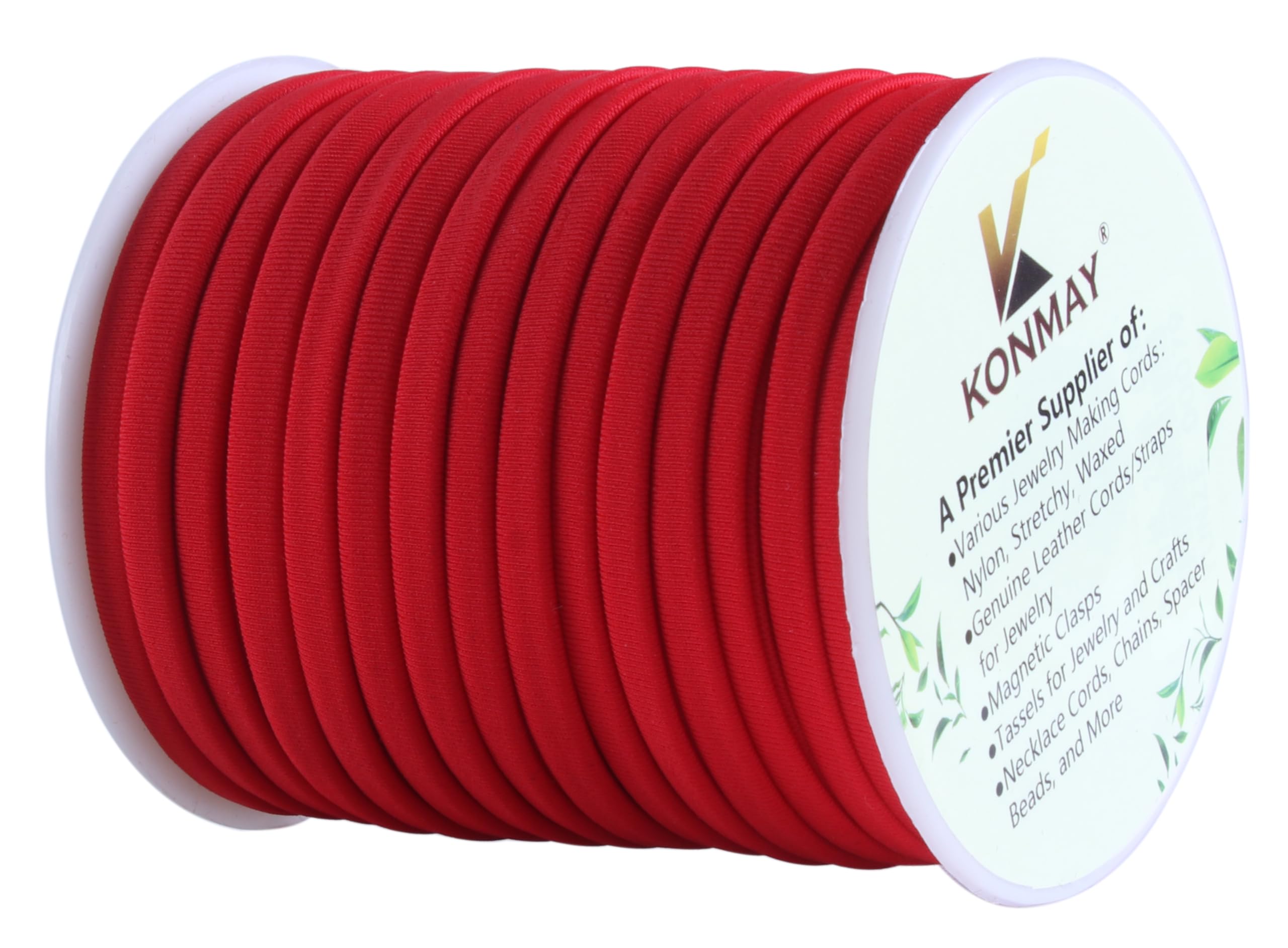 KONMAY Stretchy Polyester Spandex Cord, 18 Meters 5.0mm Soft Skinny Stitched Elastic String for Jewelry Making, Sewing, and Crafting