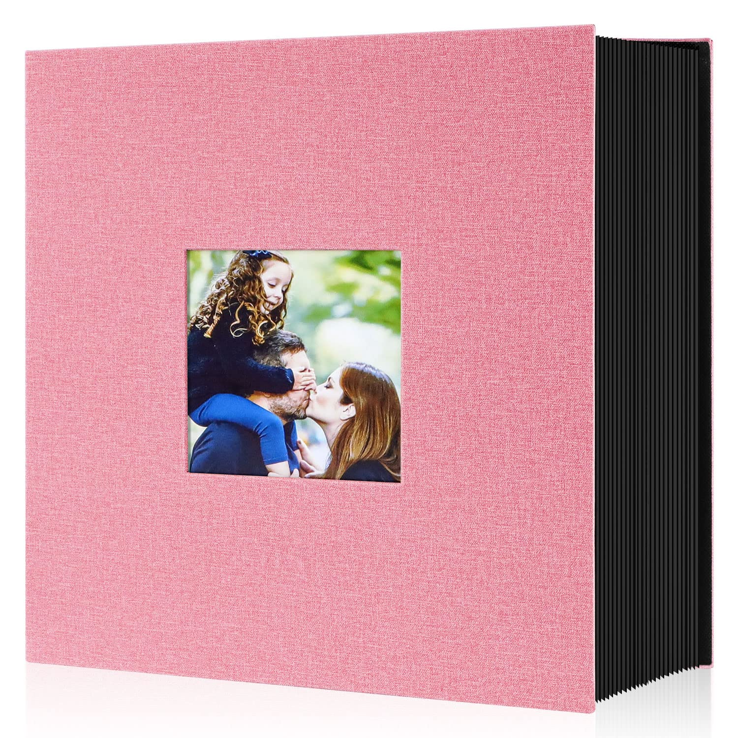 Benjia Photo Album 6x4 Slip in, Linen 600 Pockets Photo Albums Holds Landscape and Portrait 10x15cm Picture Pink