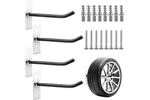 CARTMAN Heavy Duty Steel Garage Wall Mount Tire Wheel Storage Rack, Pack of 4