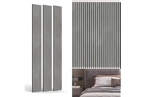 INNO STICKERS 3-Piece Wood Slat Wall Panel for Interior Wall Decor Noise Cancelling 94.5" x 11.4" Acoustic Decorative 3D Sound Absorbing Wall Paneling, Gray Oak, Covers 22.4 Sq.Ft