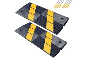 OranclUS Rubber Curbside Bridge Ramps, Heavy Duty Driveway Curb Ramps with Yellow Reflective Strips for Car, Truck, Scooter, Wheelchair, Garage, Loading Dock, Sidewalk (2 Pack)