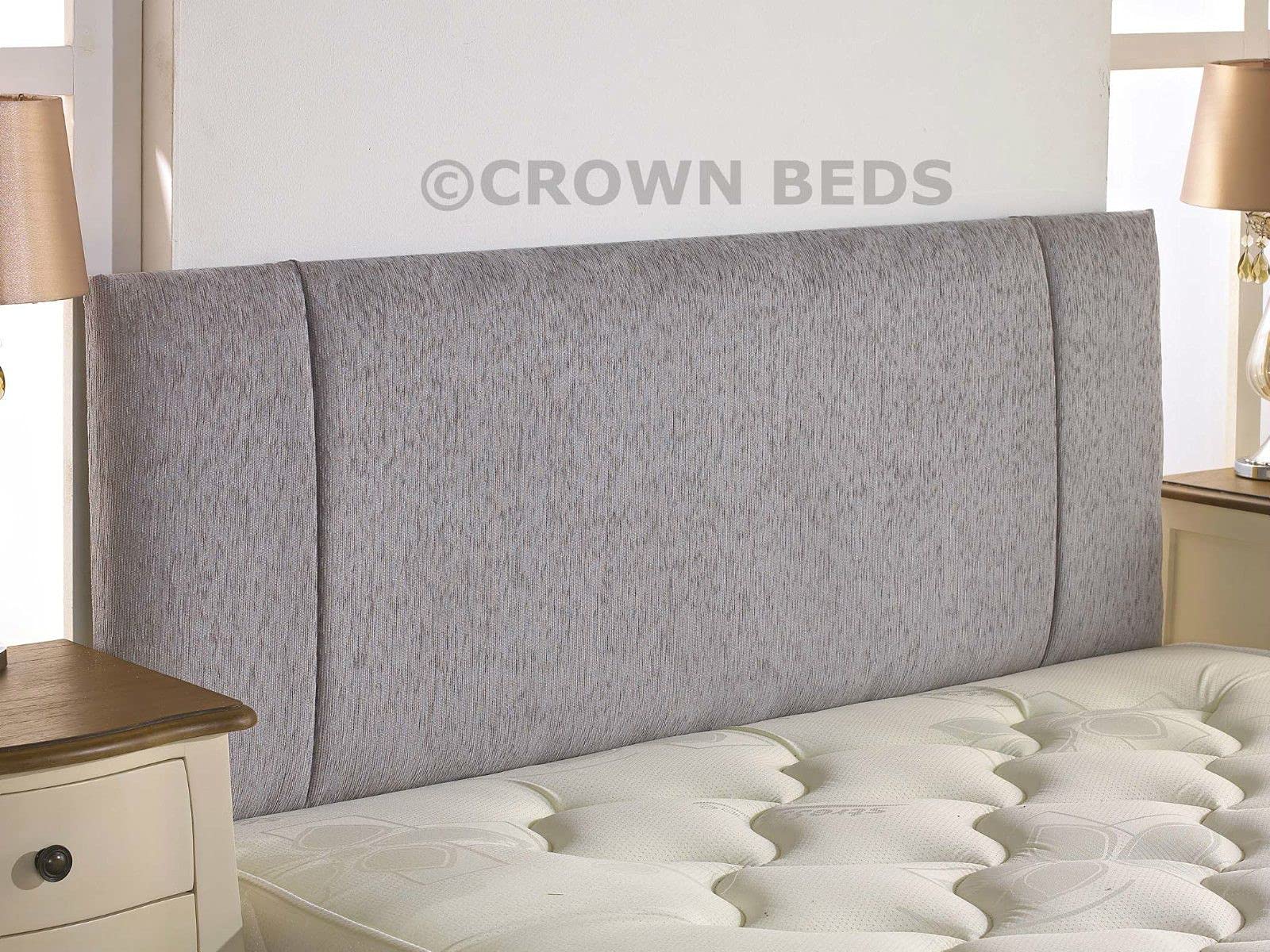 CROWNBEDSUK QUALITY PORTOBELLO CHENILLE HEADBOARD 2ft6,3ft,4ft,4ft6,5ft,6ft (4FT SMALL DOUBLE, Light Grey)