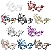 JOVITEC 10 pcs Multicolored Masquerade Masks for Women Lace Venetian Masks Halloween Carnival Mari Grass Costume Party