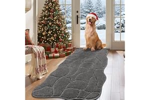 BSICPRO Large Dog Door Mat for Muddy Paws, 22x47 Absorbent Dirt Trapper Long Door Mat, Non-Slip Washable Mud Mat for Dogs, Polyester Microfiber Soft Pet Rug Mat for Entryway, Mud Dog Paws, Patio (Gray)