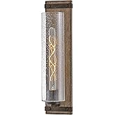 Hinkley Sawyer Tall Single Light Vanity Light Fixture, Rustic Wall Sconce, Mount Up or Down, Farmhouse Style, in Sequoia and 