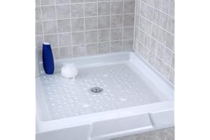 SlipX Solutions Accu-Fit 27 inches Square Shower Mat | Extra Large Non-Slip Stall Mat for Elderly & Kids Bathroom | Drain Hol