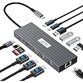 Acer Docking Station 3 Monitors with 3 HDMI, 13-in-1 USB C Hub for Laptop | 4K@60Hz HDMI Video, 1 Gbps Ethernet, 10Gbps Data, 100W PD, SD/TF, Laptop Dock for Acer, XPS, Spectre, Surface, Mac