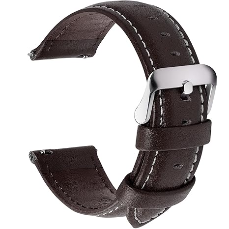 Fullmosa 12 Farben Uhrenarmband, Axus Serie Lederarmband Ersatband mit Edelstahl Metall Schließe für Herren Damen 14/16/18/19