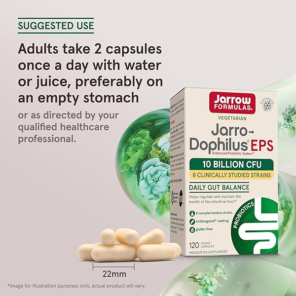JARROW FORMULAS JARRO DOPHILUS PROBIOTICS 10 BILLION CFU – PROBIOTIC SUPPLEMENT CAPSULES FOR DIGESTIVE HEALTH & GUT HEALTH FOR WOMEN AND MEN, 120 VEGGIE CAPSULES, UP TO 60 DAYS, SHELF STABLE
