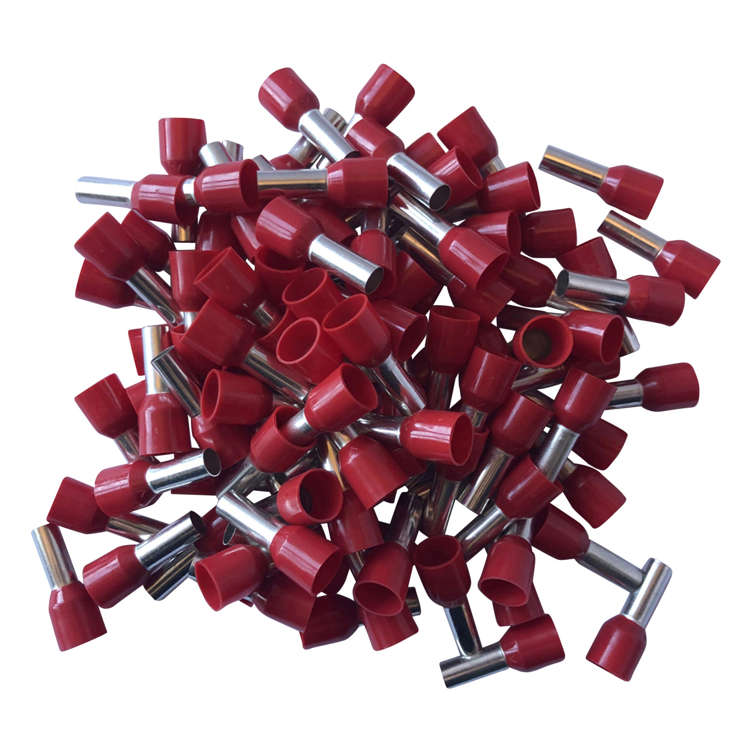 GTSE 100 pcs Red Single Entry 35.0mm² Bootlace Ferrule Connector Insulated Cord Pin End Terminals