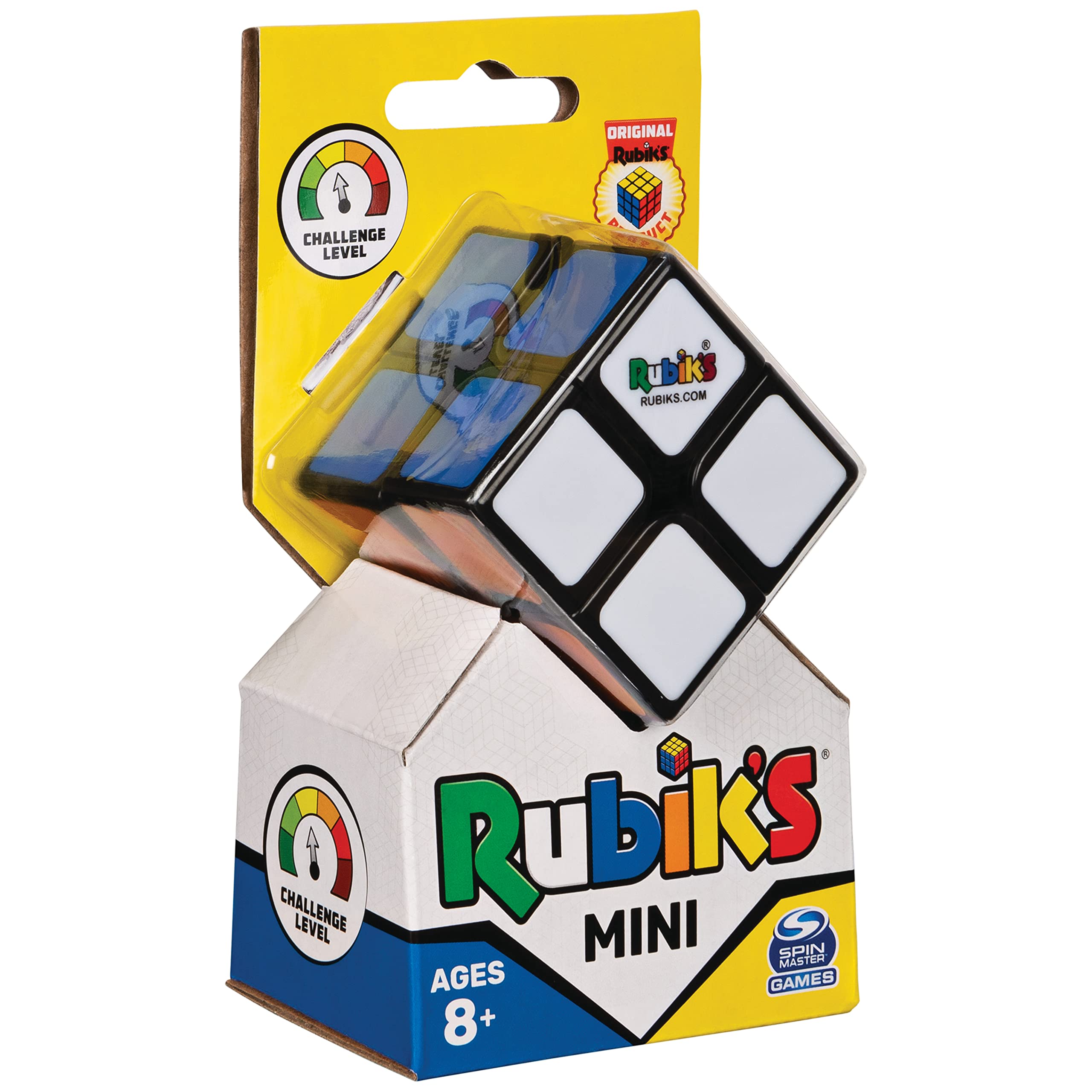 Rubik's, Spin Master, The Cube 2X2 Mini, The Original, with 2 Layers of 4 Cubes, Professional Puzzle in Color Combination, Pocket, Suitable for 8+ Children,