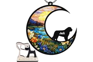 VINATIMES 6'' Saint Bernard Dog Memorial Suncatcher Personalized Name Dog Breed Pet Ornament Window Car Hanging Sympathy Gift for Loss of Pet Passed Away Remembrance Gift for Dog Lovers SCD-B11-6-31