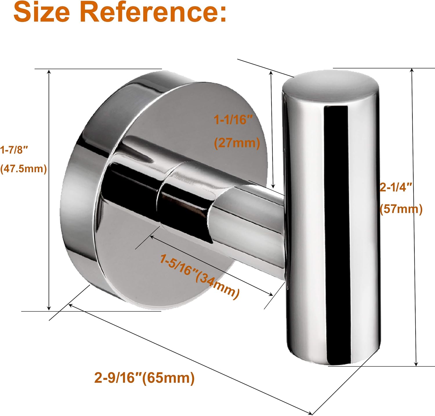 Polished Chrome Towel Coat Hooks SUS304 Stainless Steel Bathroom Clothes Garage Hotel Cabinet Closet Sponges Robe Hook Wall Mounted Round Kitchen Heavy Duty Bath Door Hanger 2 Pack: Home & Kitchen