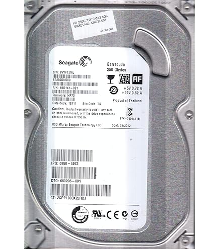 【中古】「非常に良い」Seagate Barracuda 250 GB 7200 RPM SATA 3Gb / s 8MBキャッシュ3.5インチ内蔵ハードドライブST3250318ASベアドライブ Amazon.com: Seagate Barracuda 250 GB 7200 RPM SATA 3Gb/s 8MB Cache