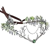 MOSTORY Woodland Fairy Flower Crown - Fairy Headpiece Woodland Elf Circlet Forest Tiara for Women Renaissance Halloween Festival Elf Cosplay Party Medieval Accessories