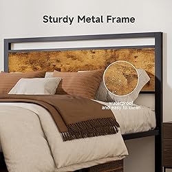 Z-hom Queen Bed Frame with Modern Wood Headboard
