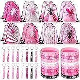 48pcs Spider Party Supplies, Pink Spider Party Favors Goodie Bags Bulk with Drawstring Bracelets,Controller Keychains Bracelets Wristbands for Boys Girls Kids Hero Theme Birthday Decorations 16 Guest
