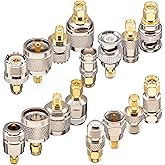 YOTENKO 16-Piece SMA Adapter Kit: SMA to BNC, N, F, UHF Coaxial Connectors | Gold-Plated Brass RF Adapter Set for RTL-SDR Dongles, Ham Radio Antenna &amp; RF Testing
