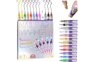 DANONI 12 Colors Nail Art Pens Set,Nail Art Markers for Kids,Nail Art Markers Polish Pen for 3D Nail Art,DIY Nail Art Marker Drawing Painting Liner Pen,Portable Nail Art Tools (A-1 Set)