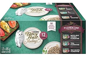 Fancy Feast Medleys Wet Cat Food, Florentine Collection Variety Pack 3 Flavours - 85 g Can (12 Pack)