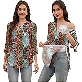 Post Shoulder Surgery Shirt for Women Tear Away 3/4 Sleeve Tops After Rotator Cuff Shirt V Neck Chemo Port Adaptive Clothing