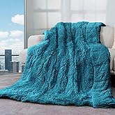Cottonblue Weighted Blanket 15lbs, Faux Fur Sherpa Reversible Luxury Snugly Long Fur Heavy Blanket 48x72 inches,Warm Elegant Plush Sherpa Microfiber Blanket for Couch Bed Chair Photo Prop,Teal Green