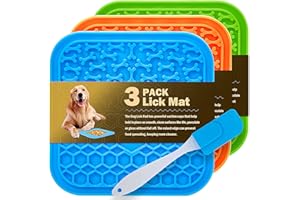 MOOONGEM 3 Pack Lick Mat for Dogs and Cats, Dog Slow Feeder Bowl Mat for Bathing, Grooming, Nailing, Trimming, Food-Grade, Non-Toxic Licking Pad