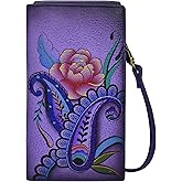 Anna by Anuchka Women's Hand-Painted Genuine Leather Phone Wallet Organizer Crossbody