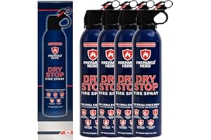 Dry Stop Fire Spray by Prepared Hero - 4 Pack - Portable Fire Extinguisher for Home, Car, Garage, Kitchen - Works on Electric