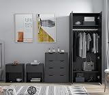 AFN Home Delvito 4 Piece Bedroom Set - Wardrobe, Chest & Cabinet - Black view 2