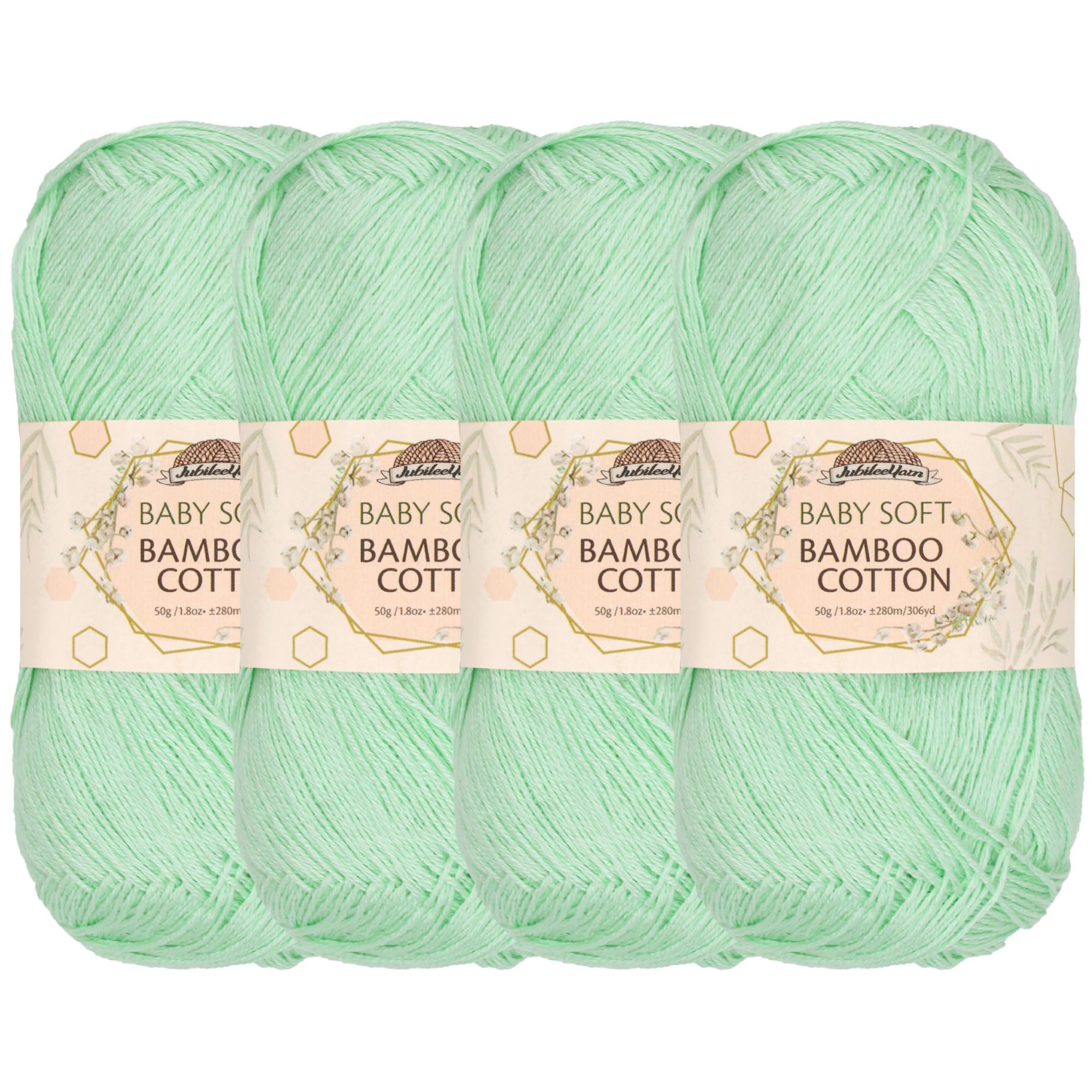 JubileeYarn Baby Soft Bamboo Cotton Yarn - 50g/Skein - Mint Green - 4 Skeins — image 1