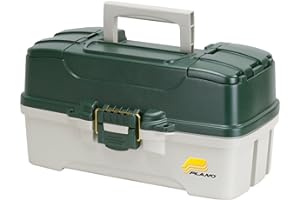 Plano 3-Tray Tackle Box with Dual Top Access, Dark Green Metallic/Off White, Premium Tackle Storage