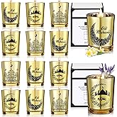 MTLEE 12 Pcs Ramadan Gifts Ramadan Mubarak Scented Candle Jar Eid Candles Eid Religious Novelty Candle Mubarak Gift for Home Muslim Islam Gifts Festival Decor(Gold)