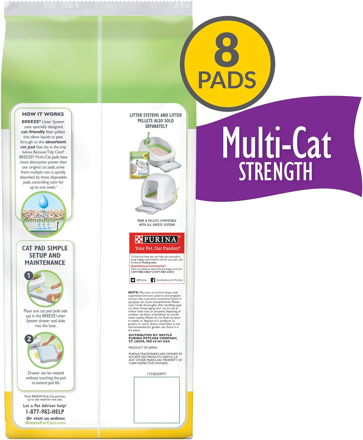 Purina Tidy Cats Cat Litter Accessories, BREEZE Pads Refill Pack Multi Cat Litter - 8 ct. Bag : Pet Supplies