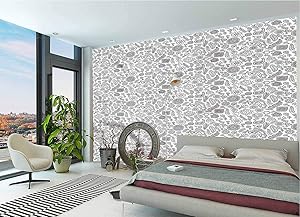 LCGGDB Black and White Wall Stickers Murals,Doodle Flowers Paperhanging Wallpaper for Office Livingroom Girls Bedroom Family Wall Decals-118x83 Inch