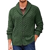Runcati Mens Shawl Collar Cardigan Sweater Cable Knitted Button Down Sweaters Chunky Fall Winter Outwear