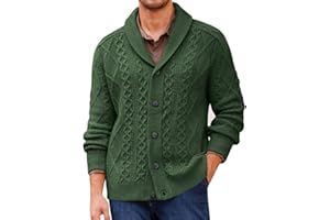 Runcati Mens Shawl Collar Cardigan Sweater Cable Knitted Button Down Sweaters Chunky Fall Winter Outwear