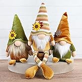 DAZONGE Thanksgiving Decor, 3PCS Harvest Gnomes Plush for Tiered Tray Decor, Thanksgiving Decorations for Home, Fall Leaves and Dangle Legs Gnomes for Home Decorations