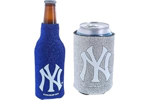 KOLDER MLB Baseball Team Logo Womens Glitter Bottle & Can Cooler Set 12oz Neoprene Beverage Drink Holder Sleeve