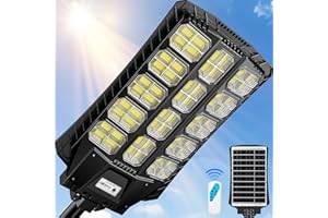 ZIZIWIN 9000W Solar Street Lights Outdoor Waterproof, Heavy Duty Solar Powered Light Outside, Large Solar Parking Lot Light Dusk to Dawn, Motion Sensing, Pole or Wall Mounted, Remote Control, Bright