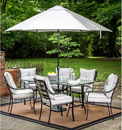 Amazon Com Hanover Lavalletteumb Table Umbrella For The Lavallette Collection Outdoor Dining Set Silver Garden Outdoor