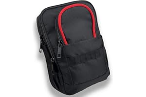 DEEALL Tactical Golf Valuables Pouch with Clip-On Carabiner – Water-Resistant Golf Tee Bag Pouch for Belt, Cart or Backpack – Compact Golf Accessory Bag for Balls, Tees, Gloves & EDC Gear Black/Red