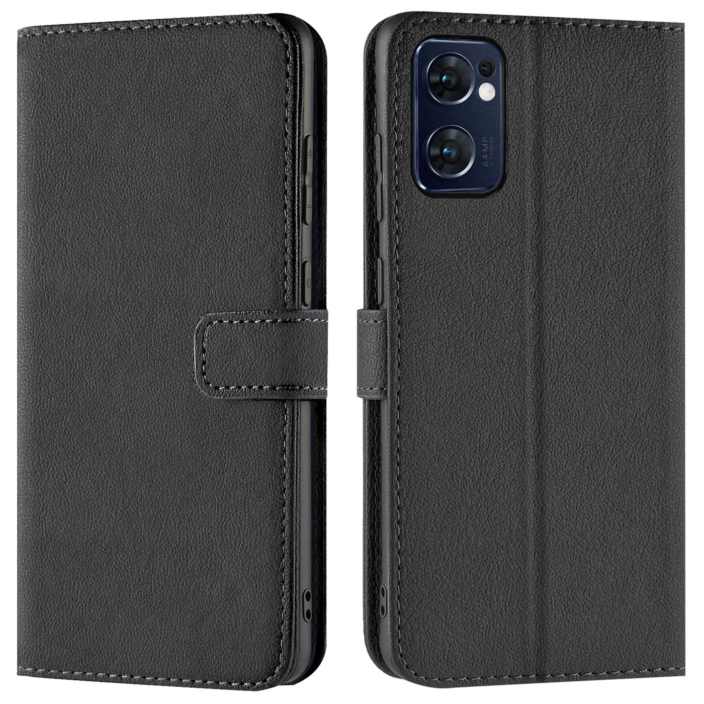 Verco Wallet Case for OPPO Find X5 Lite Book Cover with Magnetic Closure compatible with Find X5 Lite Flip Case with Card Slots Faux Leather - Black