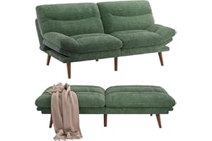 Pipishell Futon Sofa Bed, Modern 73" Futon Couch Convertible to Bed & Lounger, Compact Size, Comfortable Cushions, Durable Construction - Fits Small Spaces, Corduroy (Seaweed Green, 73 Inch)