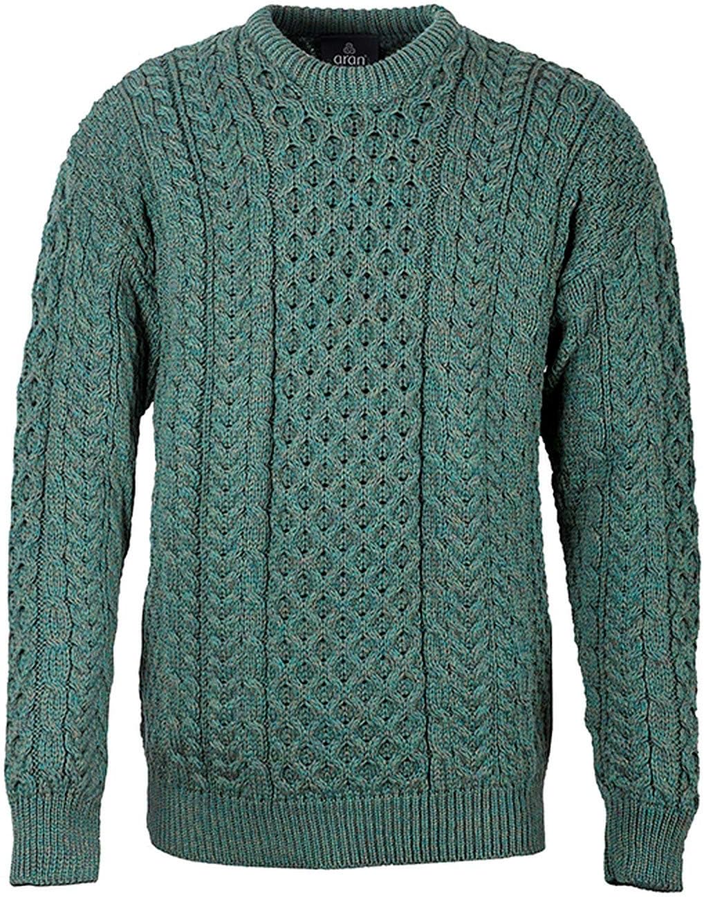 Men's Irish Traditional Aran Merino Wool Pullover Sweater (XXLarge