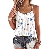 Zeagoo Womens Camisole Tank Tops Summer Adjustable Spaghetti Strap Loose Fit Flowy Shirts Sleeveless Trendy Clothes