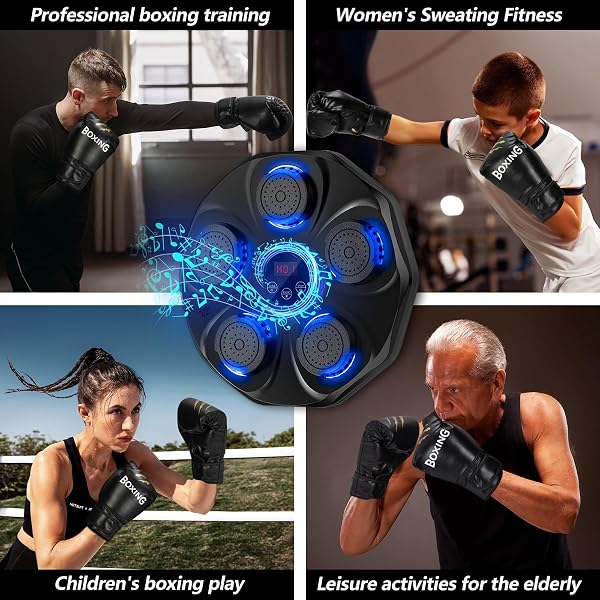 TGLLM MUSIC BOXING MACHINE, MUSIC PUNCHING TRAINER WITH BOXING GLOVES, WALL MOUNTED ELECTRONIC WORKOUT PUNCHING MACHINE FOR KIDS, 1 PCS